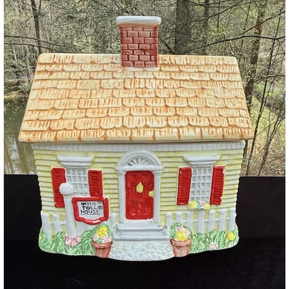 Vintage NESTLE TOLL HOUSE COOKIES CERAMIC COOKIE JAR LIMITED EDITION 1992 Used!
